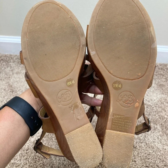 Lucky brand Latinaa strappy wedge sandals brown leather faux wood - Picture 7 of 11